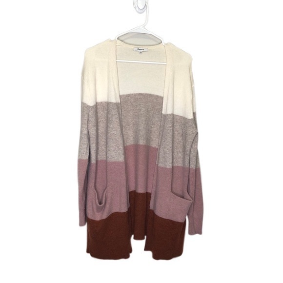 Madewell Color-block Long Open Front Sweater - Picture 5 of 12